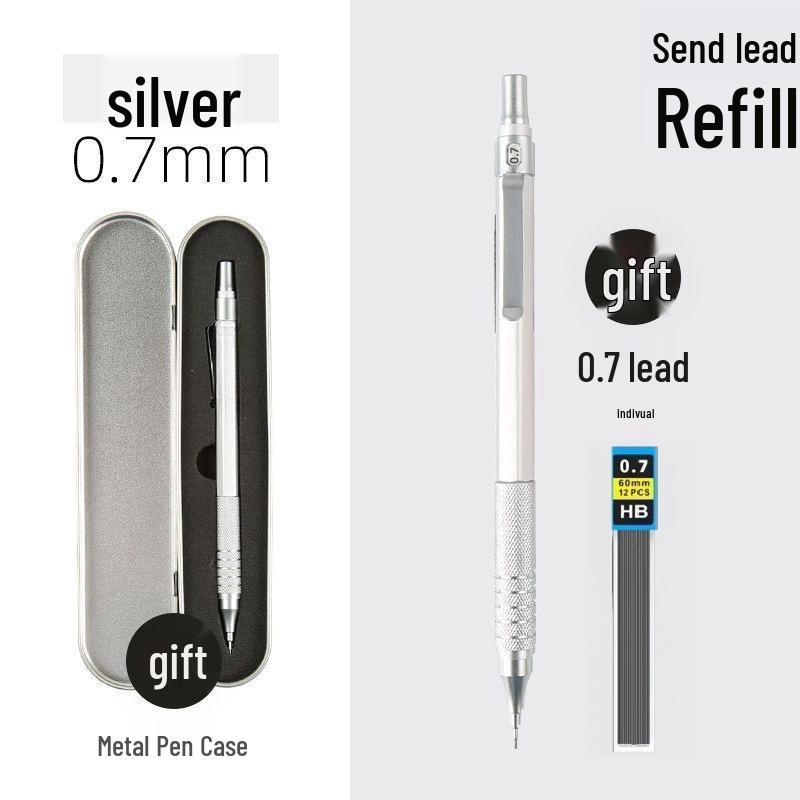 Professional Metal Mechanical Pencil, 0.5/0.7mm, Low Center Gravity, Weighted Feel, Continuous Lead Feed for Drawing & Painting.