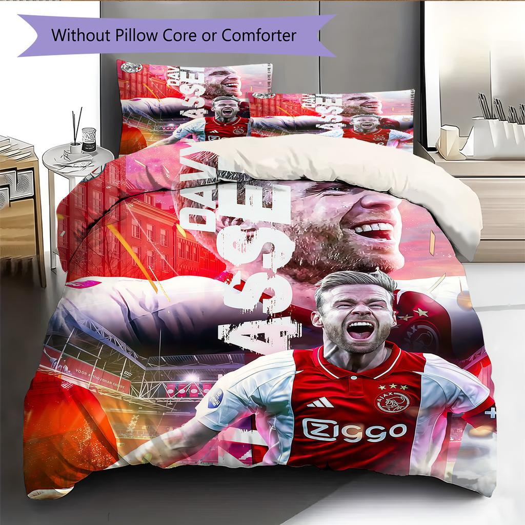 AFC Ajax Pattern Bedding Quilt Set Quilt Cover Pillowcase Home Decoration Birthday Gift (1 * duvet cover + 2 * pillowcase, without core)