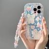 Zhitai Cream Pattern Case & Bracelet for iPhone 14/15/12/13 Pro Max with Glare Film