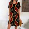 Fashion 3D Print Summer Dress Loose Casual Short Sleeve O-Neck Mini Dress