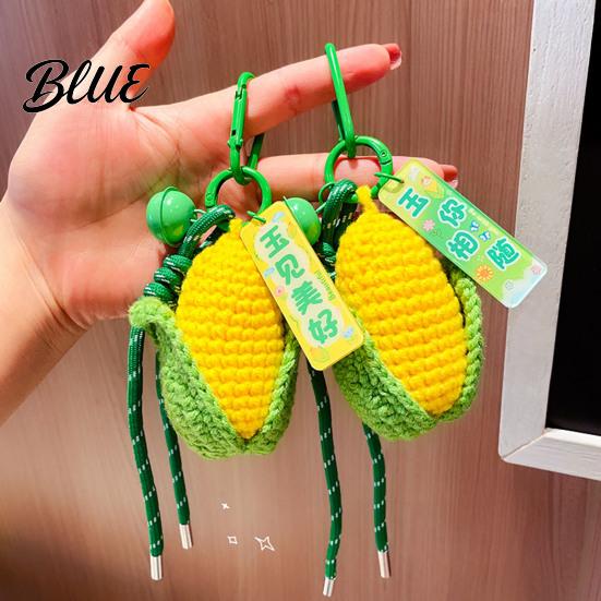 Soft Purse Accessory Crocheted Corn Keychain for Backpacks, Handmade Keyring with Bell Crochet Food & Blessing Tag, Simulated Vegetable Bag
