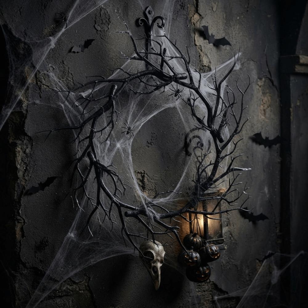 Realistic Halloween Black Branch Garland Artificial Twisted Twigs Halloween Spooky Wreath  Wall