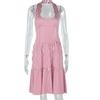 Women's Fashion Halter Dress Digital Print Chest Wrap Headless Sleeveless Backless A-line Dress