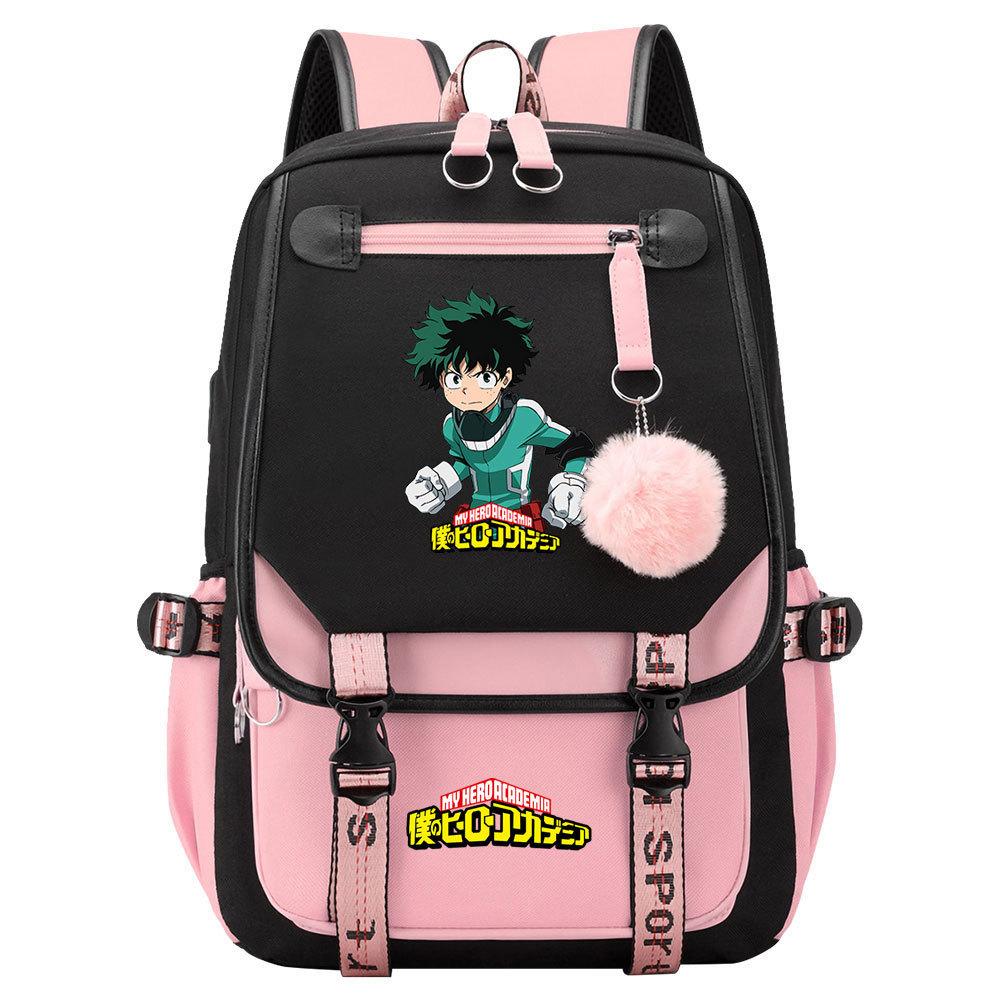 Day Man My Hero Academy USB Teen Student School Bag Men's and Women's Casual Webbing Flip Backpack
