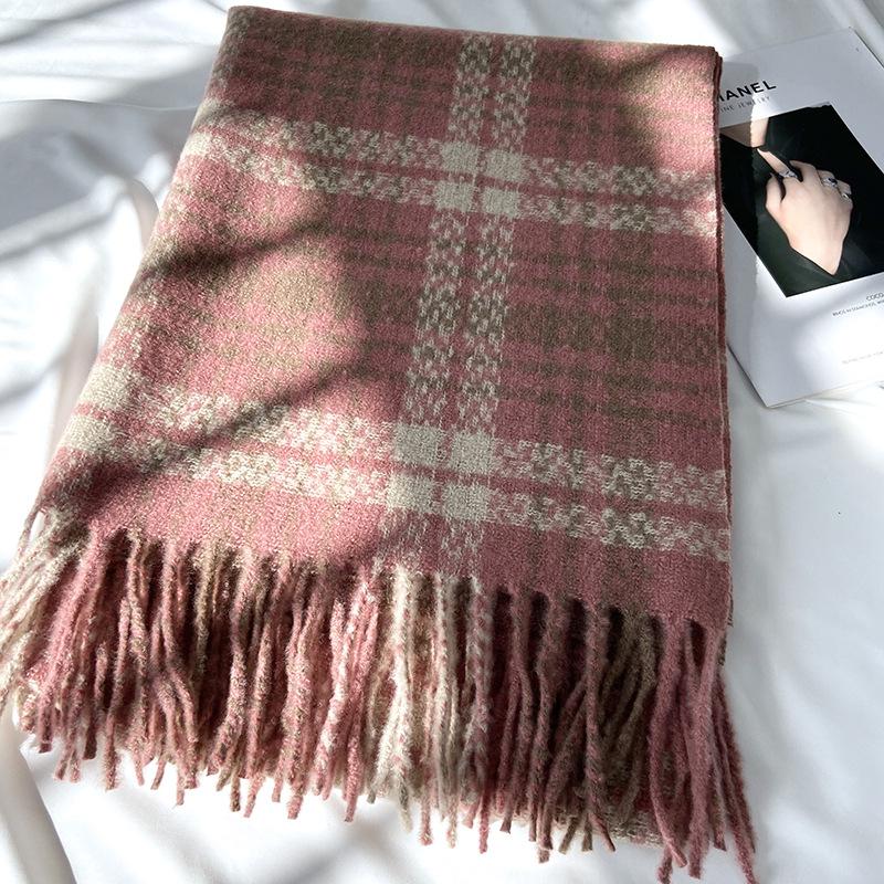 Striped Plaid Scarf Women's New Winter Scarf Thickened Warm Shawl  Warm Neck Scarf Autumn Winter Thickened Coldproof Wrap Scarf