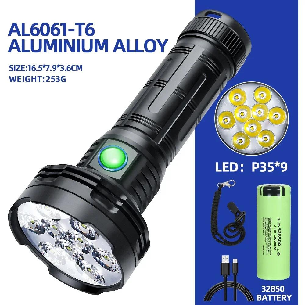 Super Bright Led Flashlight Rechargeable 5100LM Powerful Tactical Torch Lamp Use 32850 Battery Outdoor Emergency Camping Lantern