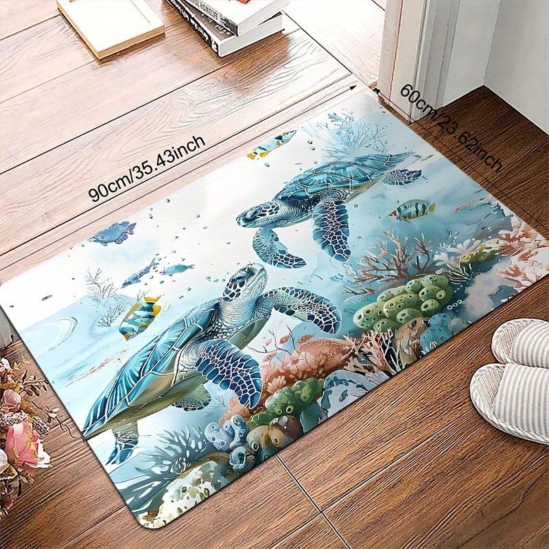 1PC HD Sea Turtle Pattern Door Mats Kitchen Rugs Non-SlipPop Design Bedroom Rugs Bath Mat Carpet for Home Sink Laundry Decor