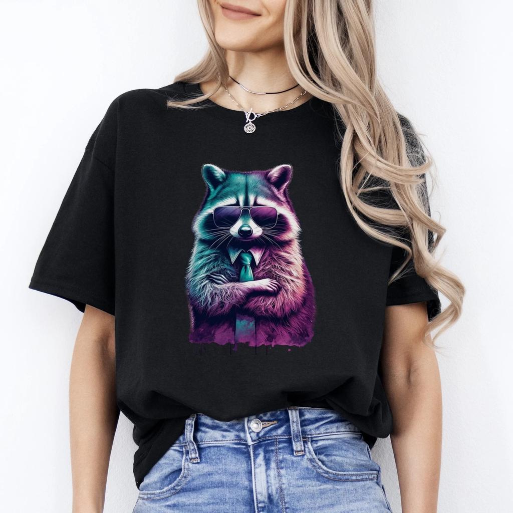 Cool Racoon T-Shirt Broker bodyguard boss Unisex tee Black Navy Dark Heather