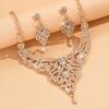 3PC Women's Fashion Design Zircon Set High End Rhinestone Women's Earrings Necklace Wedding Accessories