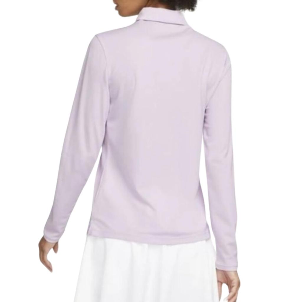 Nike Solid Color Logo Print Half Button Pullover Long Sleeve Polo Shirt Women Tops Pink Purple DH2317-530