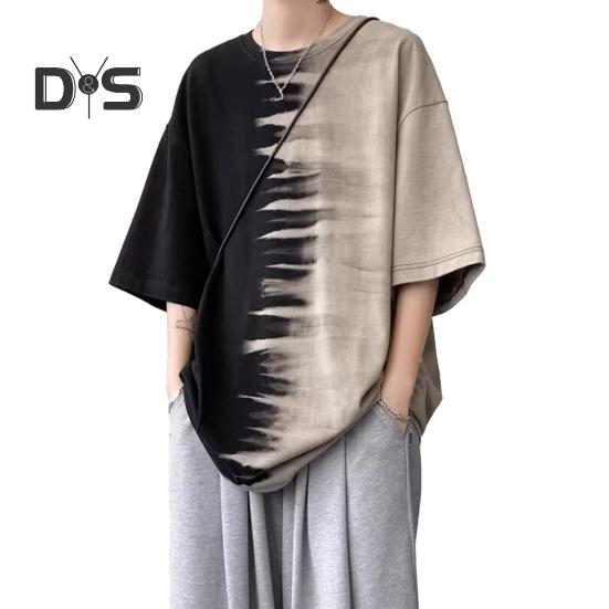 

Мужская футболка с принтом тай-дай, повседневная футболка с круглым вырезом, свободный крой, короткий рукав, летний топ для повседневных выходов на улицу M абрикосовый