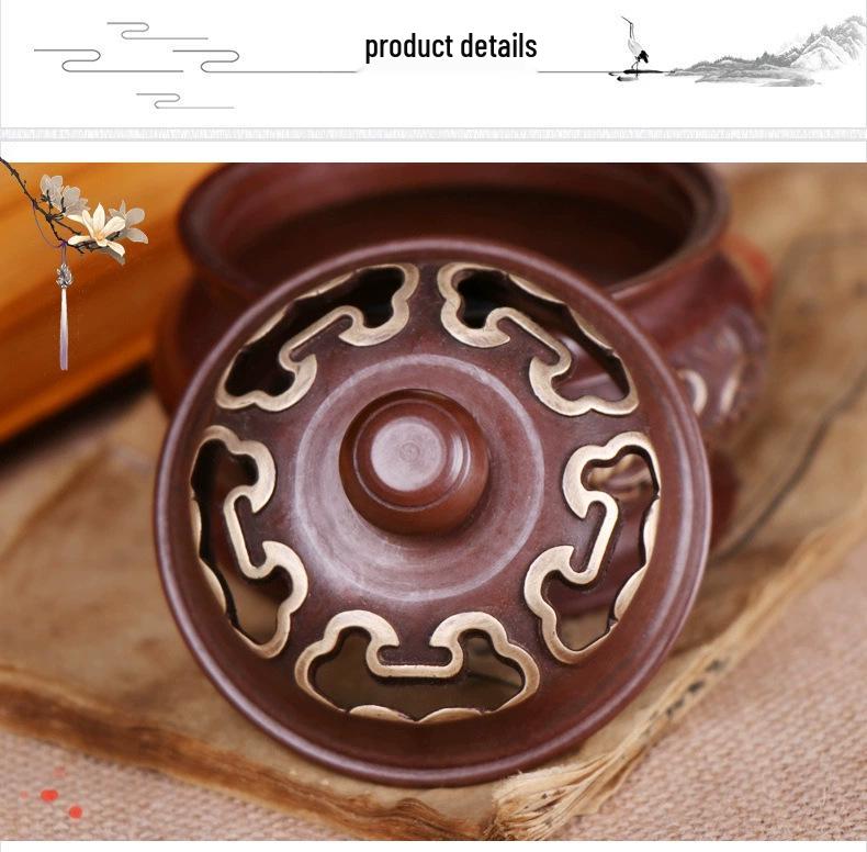 Copper Lotus Incense Burner for Buddhist Hall - Five Blessings Sandalwood Coil Holder