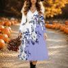 Halloween Women's Floral Pattern Print Midi Dress A Line Dress Vacation Casual Daily Regular Fit  Long Sleeve V Neck Black  Spring Fall