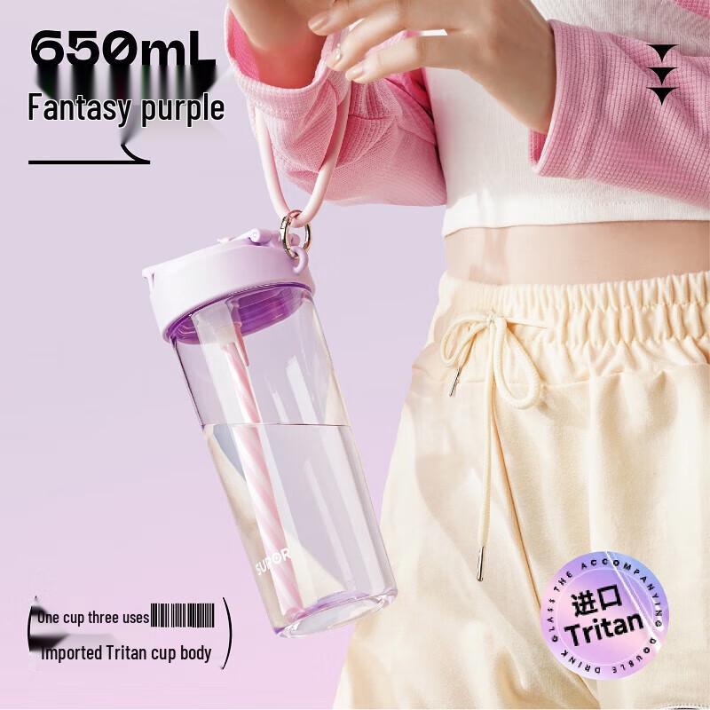Supor Large Capacity Sports Straw Water Bottle