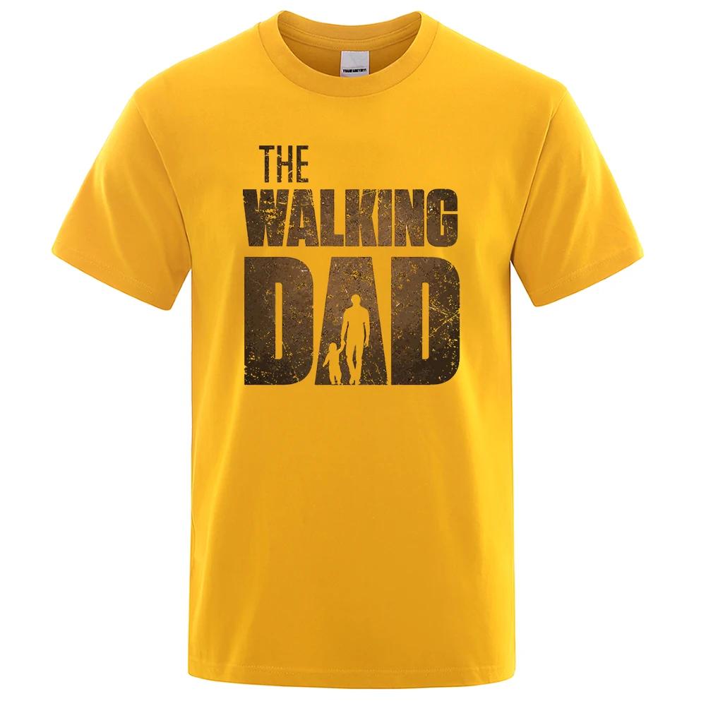 Walking Dad Fun Street Print T-shirt Men's Fashion Summer T-shirt Loose 100% cotton short sleeve Casual Hip Hop T-shirt