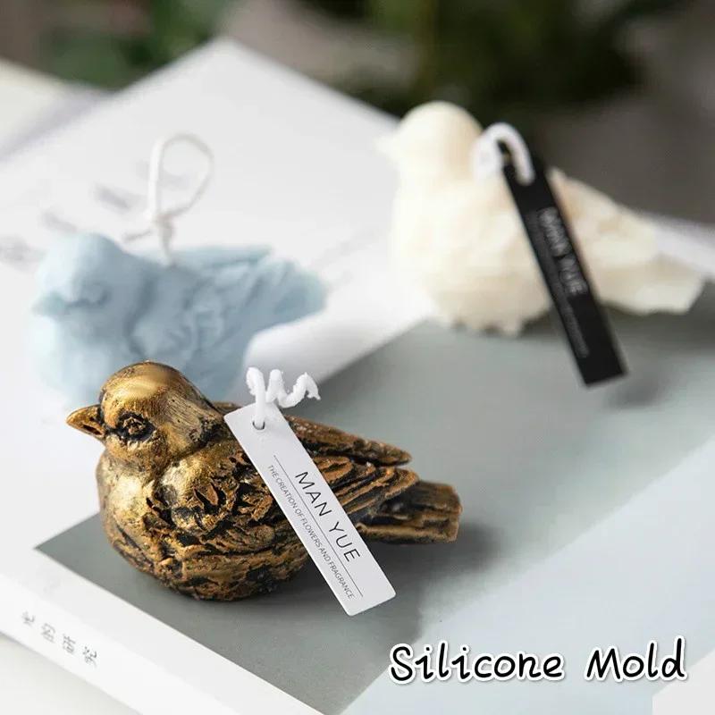 Diy Aromatherapy Candle Plaster Retro Decorative Silicone Molds Accessories Tools 3D Creative Diy Handmade Bird Shape Mold
