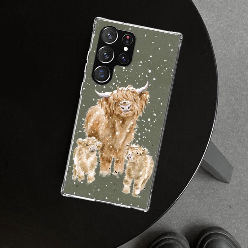 Cute Highland Cow Phone Case Cover for Samsung Galaxy S26 S25 Edge S24 S23 Ultra S22 Plus S21 FE S20 + Art Customized Fundas Gal