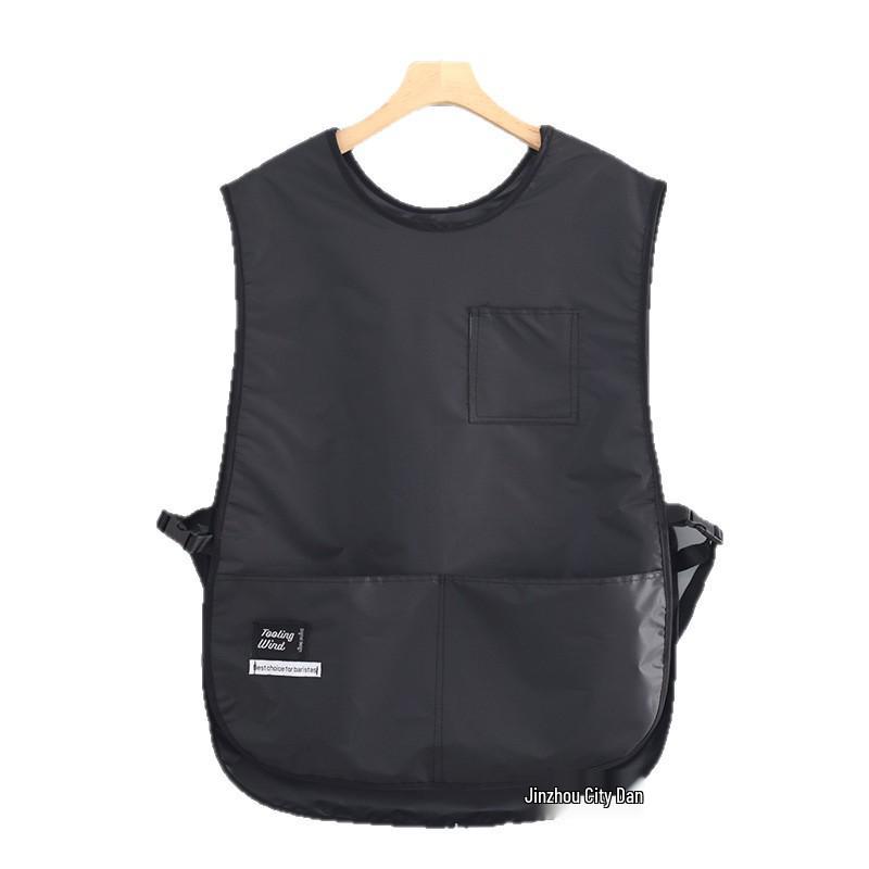 Water-Repellent Oil-Proof Sleeveless Vest Apron for Barista and Kitchen Use - Unisex Fashion