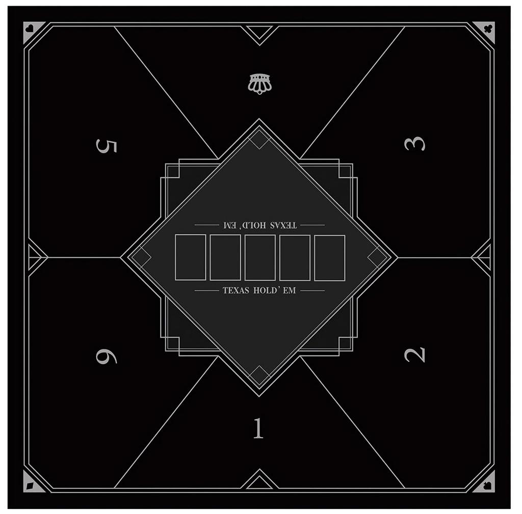 Rowaica Poker Mat Square 80x80cm Texas Play Mat Tabletop for up to 6 Players Hold'em (Black)