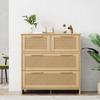 Hochwertiger Rattan-Schrank mit 4 Schubladen und Griffen aus Massivholz - Geeignet für Schlafzimmer, Wohnzimmer, Esszimmer, Flur - Maße: B80/H80/T38 cm