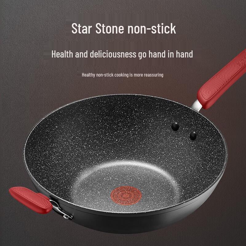 Supor Maifan Stone Non-stick Wok with Heat Indicator, 32cm