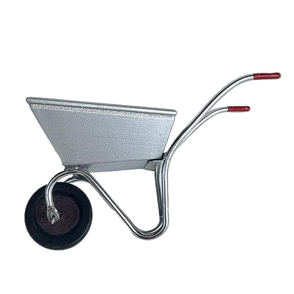 1/12 Scale Miniature Iron Garden Cart Model Figure For Outdoor Dollhouse Scene And Creative Landscaping Accessory