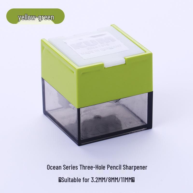 KUM CUB3 Three-Hole Sharpener with Biodegradable Material for 8/11mm Pencils & 3.2mm Mechanical Pencils зелёный