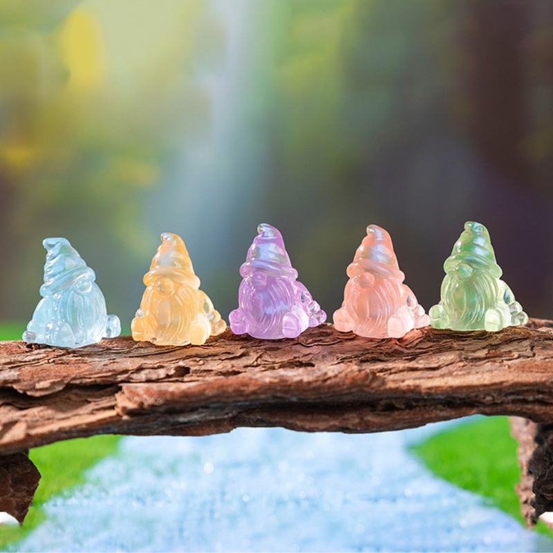 Luminescent Mini Resin Gnomes Miniature Gnomes Figurine Glow In The Darks Tiny Figure To Hide Fairys Garden Decors