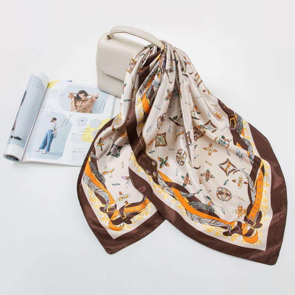 Simulation Silk 90cm Large Square Scarf Silk Scarf Female New 2026 Spring and Fall Models of Foreign Fashion Shirt Large Square Scarf Mother Scarf