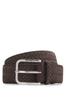 [BOSS] Woven Suede Belt with Logo Buckle, Size 85, Dark Brown