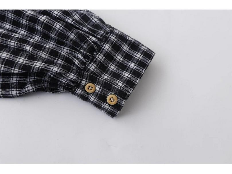 Mori-kei Retro Plaid Bowknot Ruffle Shirt for Women - Spring/Fall