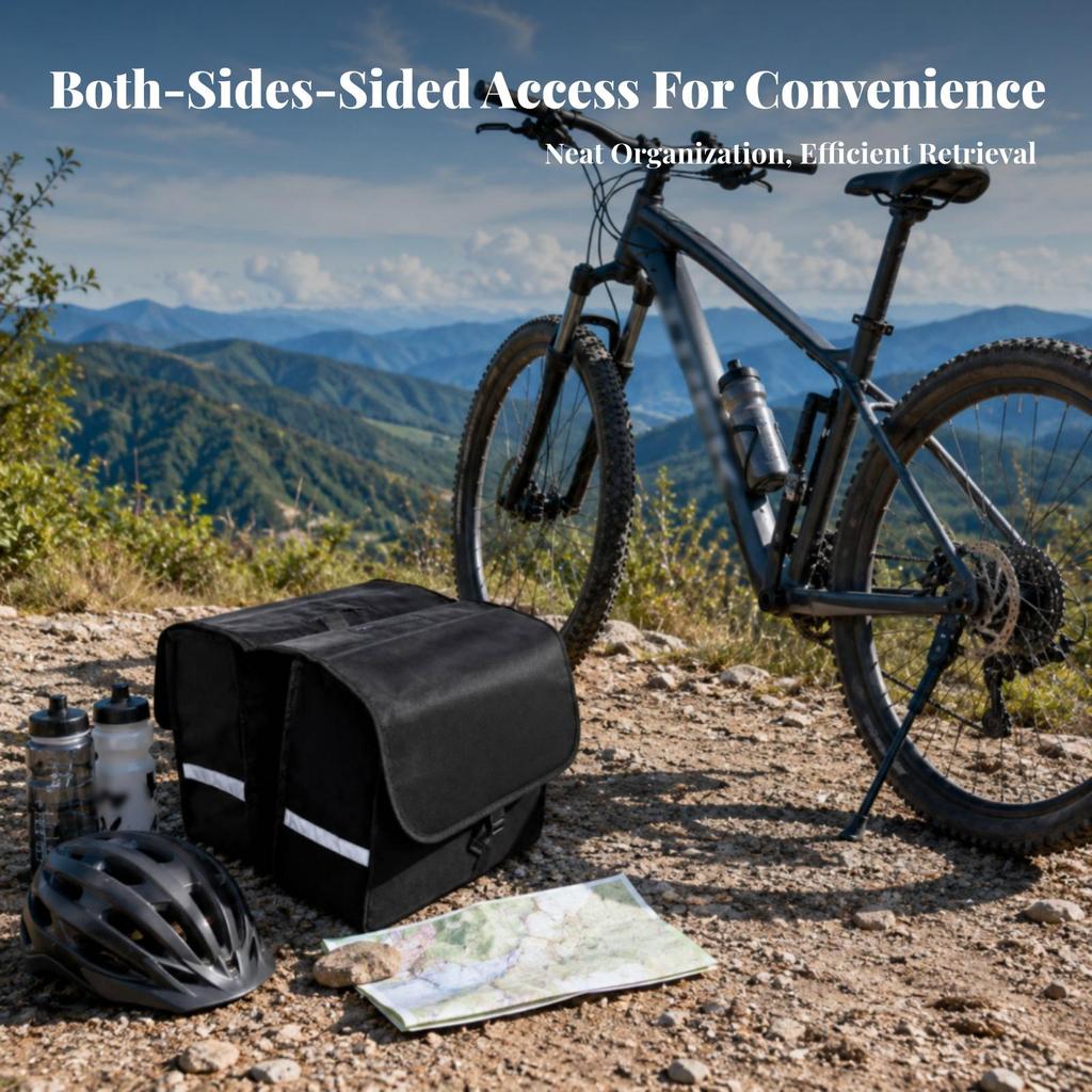 Rear Double Pannier Reinforced Textile Bike Bag StrapFixed