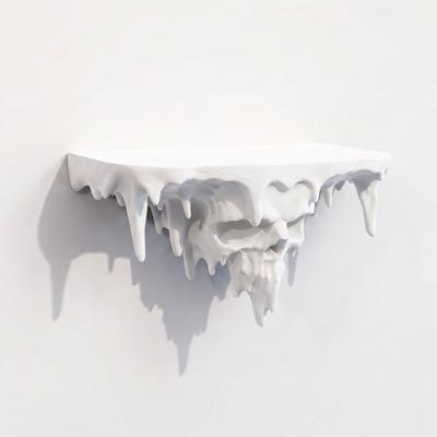 3D Printed Skull Drip Floating Shelf Dark Gothic Irregular Drip Shaped Icicle Skull Melting Wall Shelf Artistic Stable