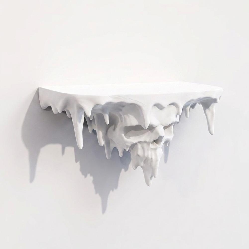 3D Printed Icicle Skull Melting Wall Shelf Dark Gothic Wall-Mounted Display Stand  Bedroom