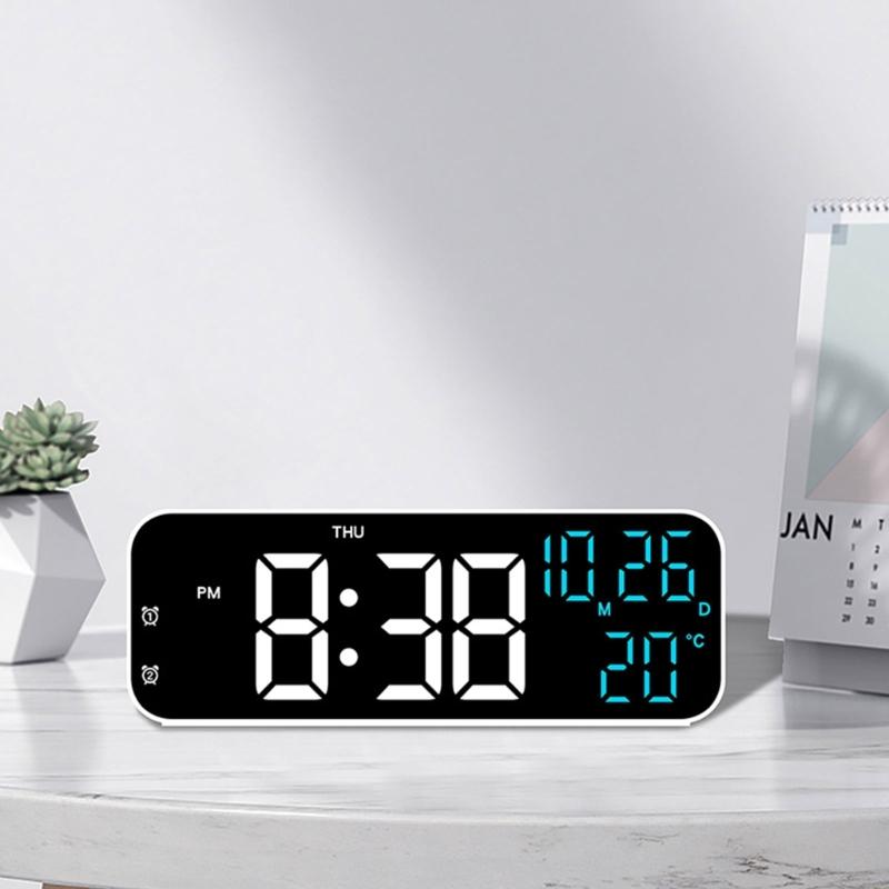 Versatile LED Alarm Clock with Temperature and Humidity Display Durable 12/24 Hour Format and 3 Adjustable Brightness