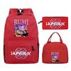 Primary and secondary school students schoolbag three-piece set, animation cartoon personalized printing backpack, casual pencil bag, meal bag