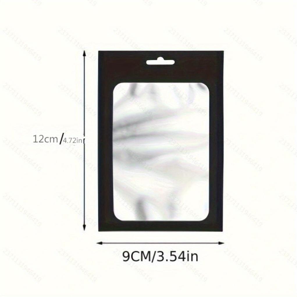 50pcs/bag Black Foil Pouch, Reusable Self Sealing Mylar Bag, Ziplock Hang Bags With Clear Window For Diy Jewelry Display Packaging