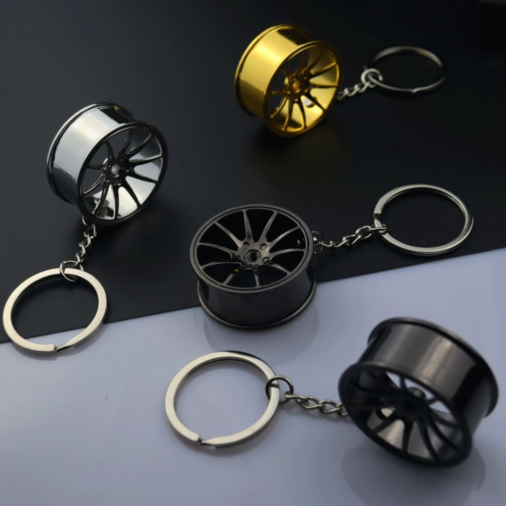 Zinc Zinc Zinc Alloy Wheel Hub Key Chain Rotatable Car Accessories Keychain  Girls Boys
