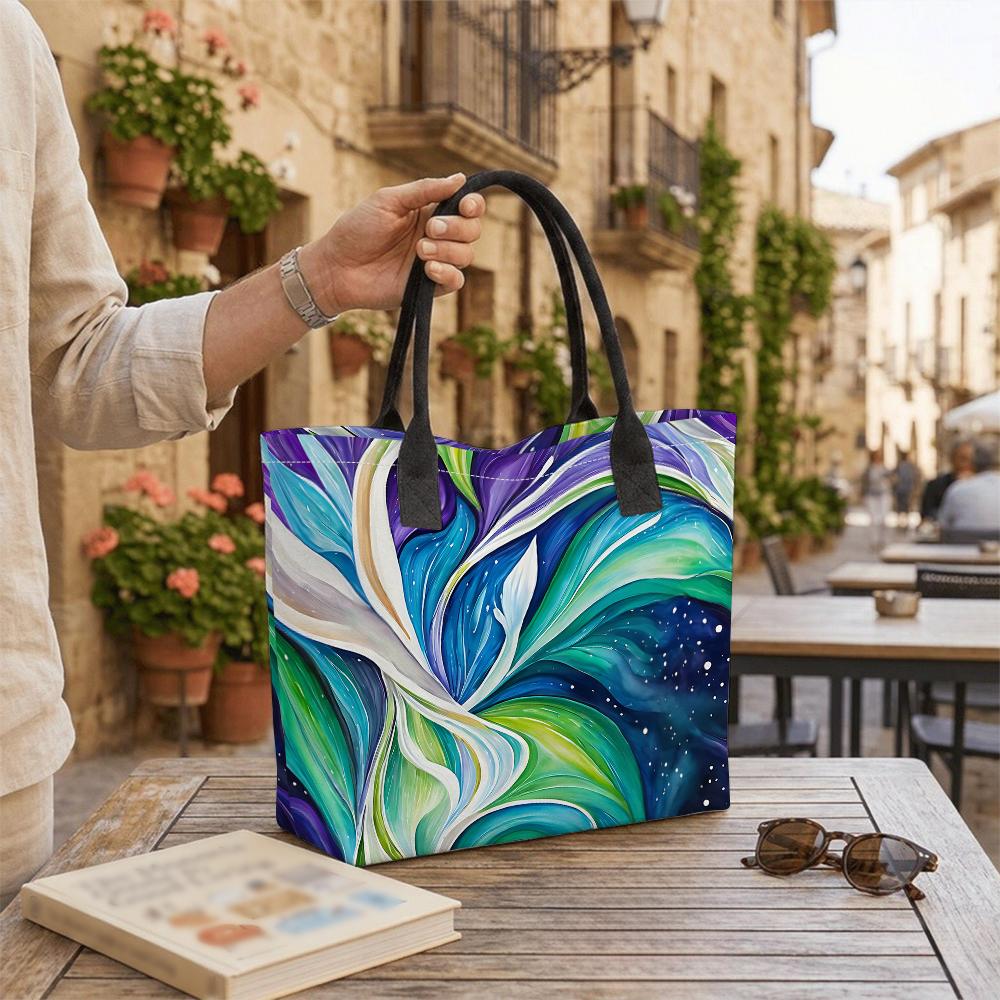 Colorful Abstract Art Tote Bag Stylish Large Capacity Shoulder Bag for Daily Use