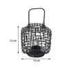 Basketweave Black Tea Light Holder | 13 x 13 x 13 cm