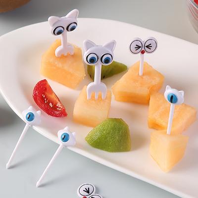 Tenedor de frutas de dibujos animados, palillos de dientes, linda selección de alimentos con forma de animal, mini lonchera decorativa