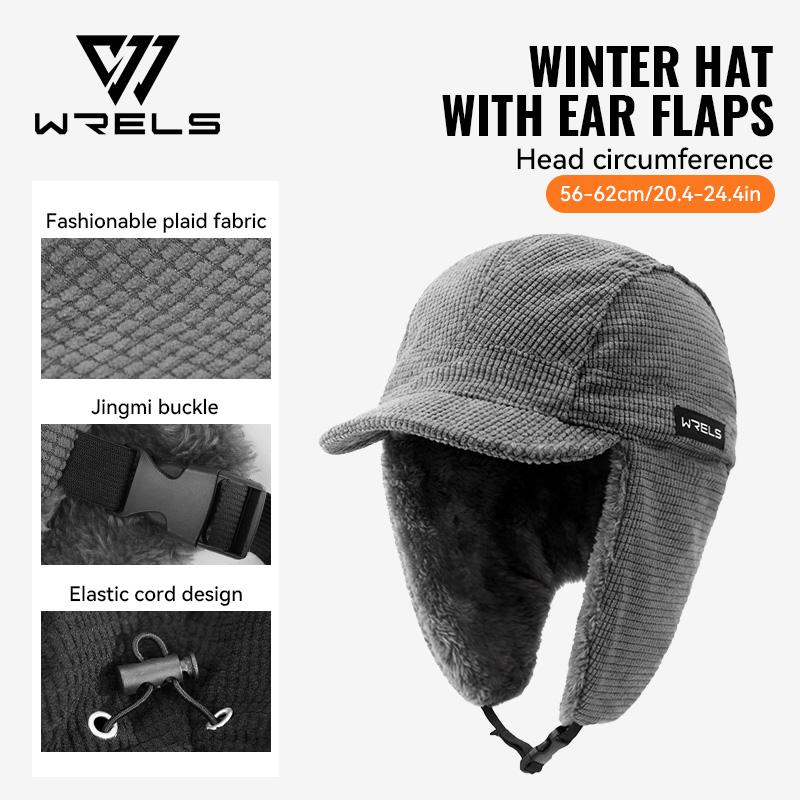 WRELS Thick Winter Trapper Hat Windproof Warm Ear Protection Hat Cap with Ear Flaps Outdoor Cycling Trip Ear Protection Warm Cap