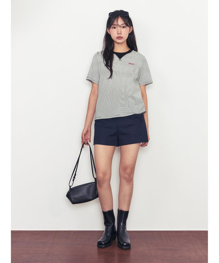 Mikeu Relaxed Fit Striped Embroidered Short-Sleeve T-Shirt