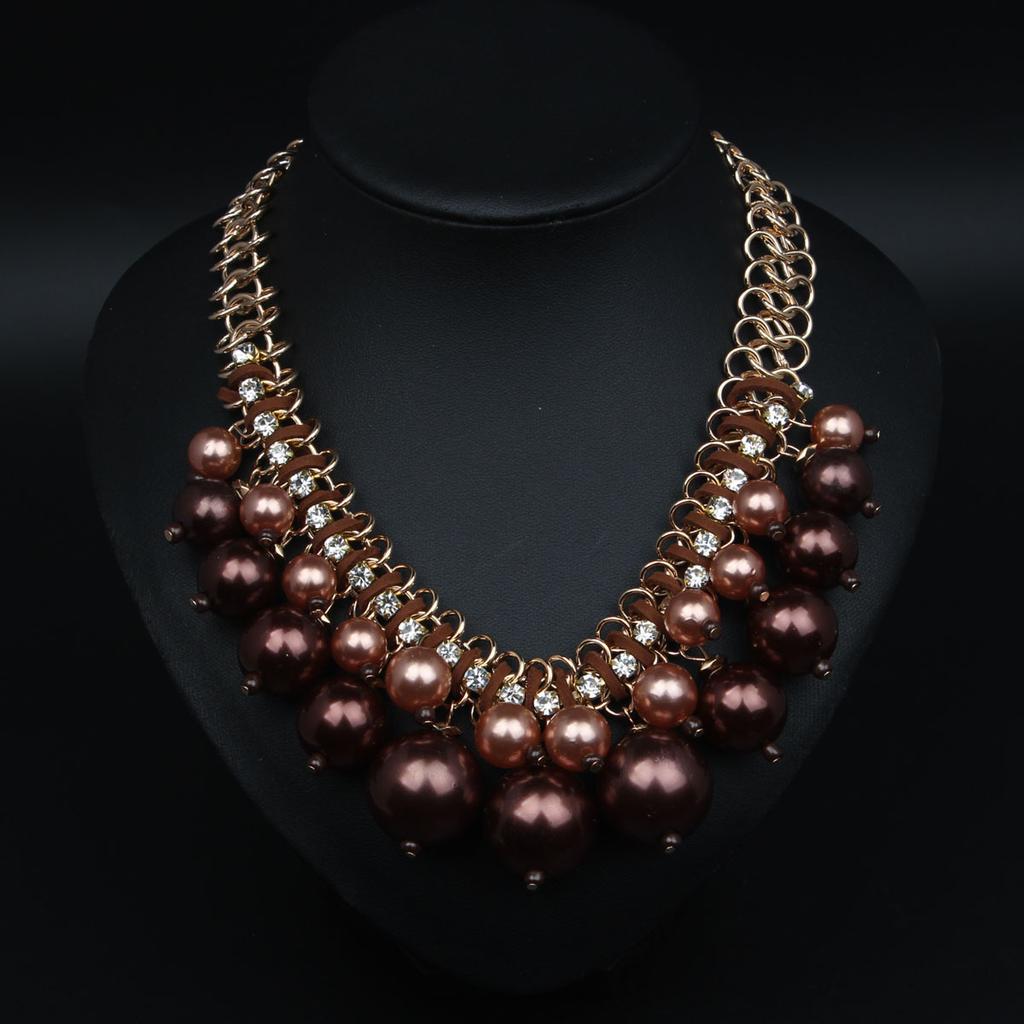 European and American Versatile Multi-layer Pearl Rhinestone Short Collarbone Necklace Exaggerated Women's Accessories