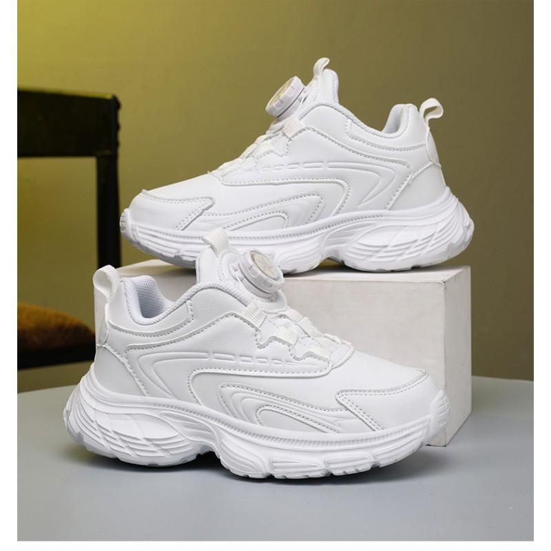 Kinder Weiß Schwarz Sneaker Schulsport Tanz Laufschuhe Mit Drehverschluss