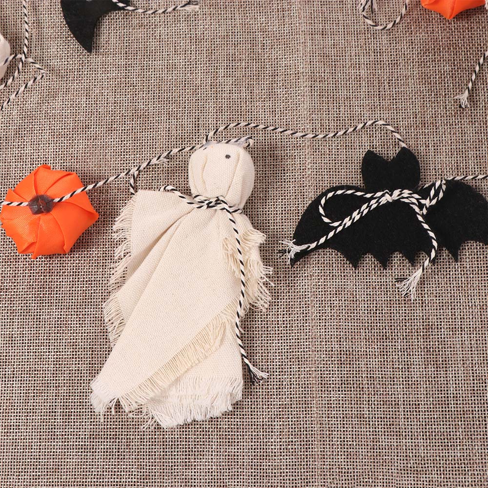 Pumpkin Halloween Decorations Banner Bat Halloween Flag Pulling Linen Ghosts Banner  Festival