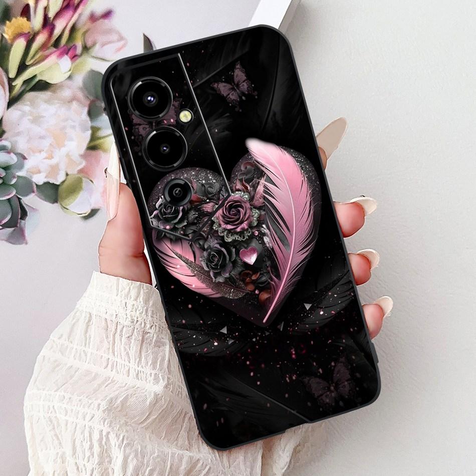 Für Tecno Pova 4 Pro Pova4 Elegantes Blumiges Katzen Handyhülle Für Tecno Pova 4 4Pro LG8n LG7n Klare TPU Silikon Weiche Hüllen Stoßfänger