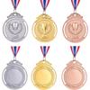 30pcs 2inch 1st 2nd 3rd Prize Medal with Neck Ribbon Gold Silver Bronze Prize Round Metal Medal for Kids School Sports Meeting