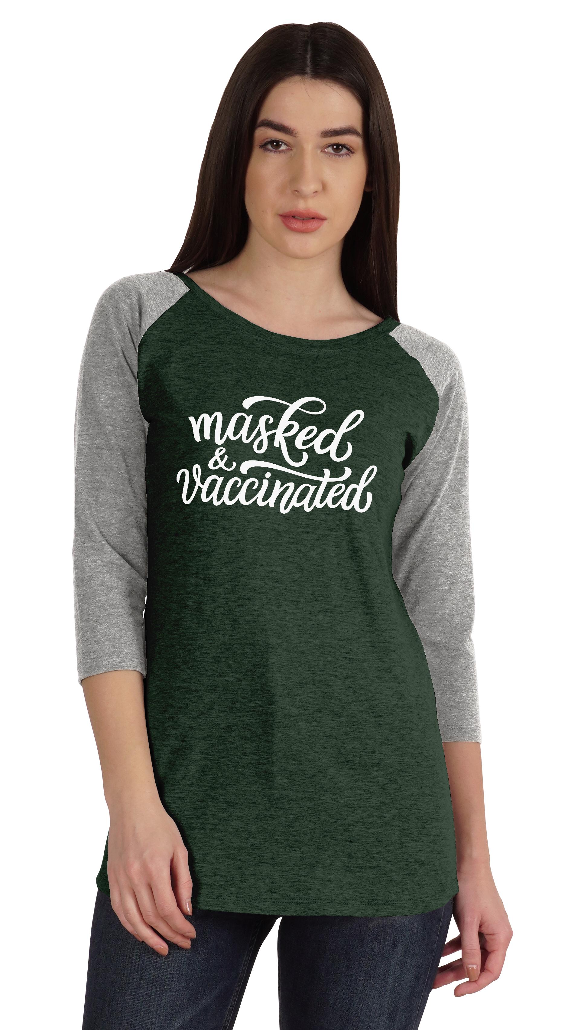 

Жіноча жіноча футболка з маскою та вакциною Inkmeso XS темно-зелений колір