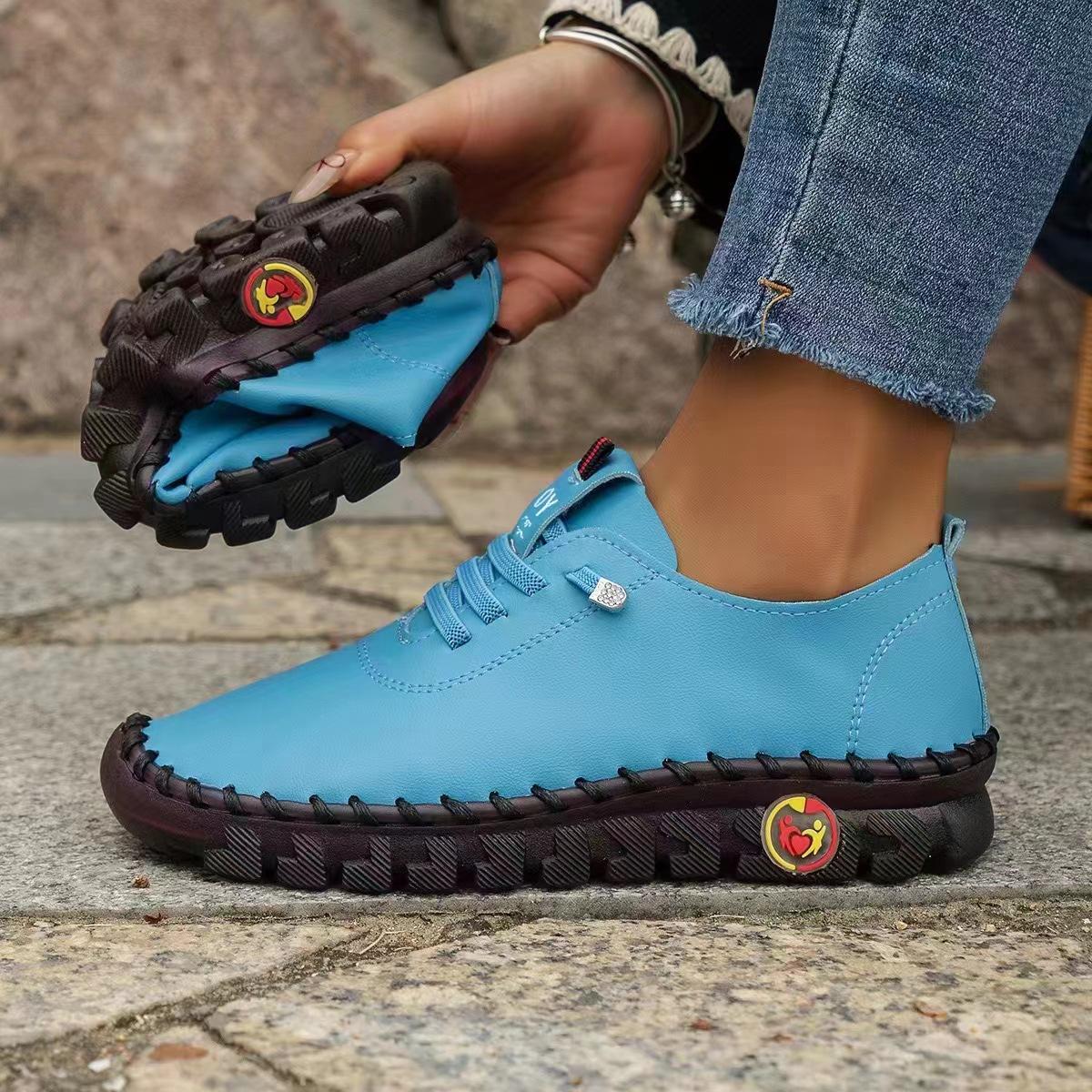 Кроссовки женские швейные мокасины на шнуровке кожаные плоские новые весенние — фото 9